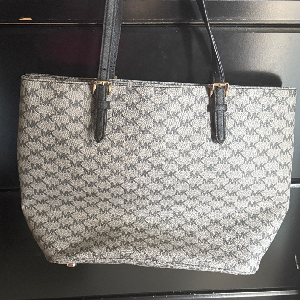 Michael Kors Black and Gray Logo Tote - Picture 3 of 9